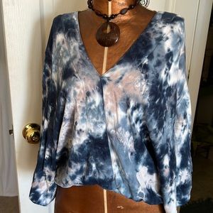 YFB "Tia" Midnight Canyon Tie Dye Wrap Kimono Top Small
